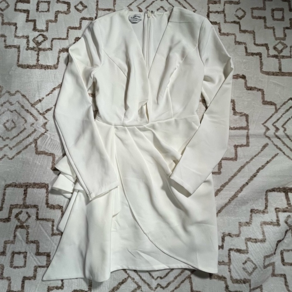 Long-Sleeve Ivory Mini Dress